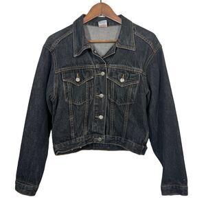 Vintage 90s Watch LA Denim Jacket Jean Black Classic Moto Punk Retro Biker - M